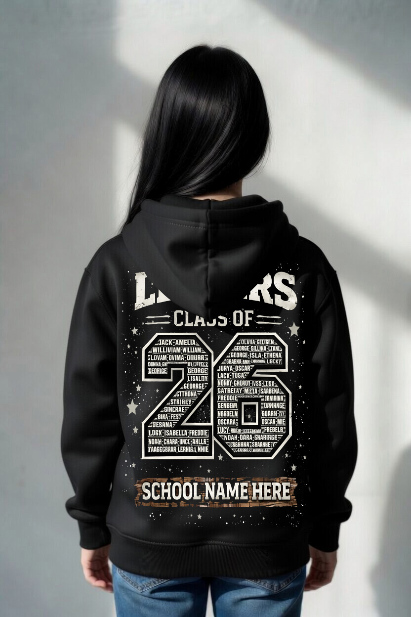 Leavers 26 - Class of Wood on hoodie