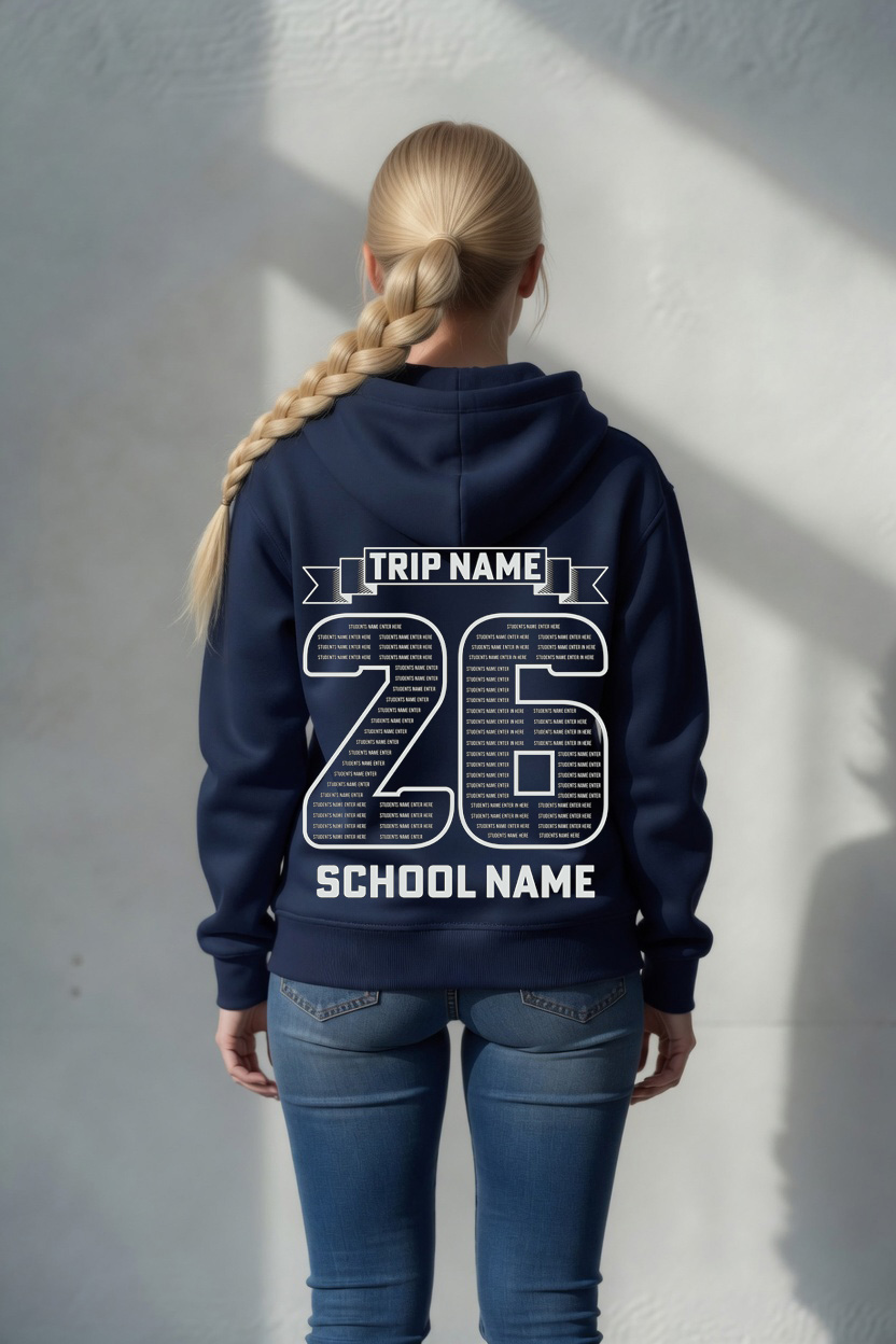 School Trip Names on hoodie