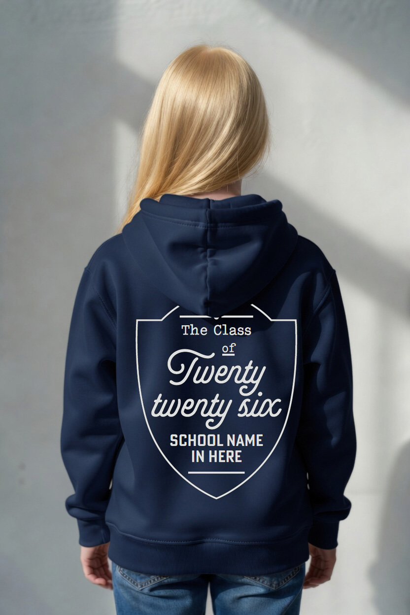 School Name Shield 2026 on hoodie
